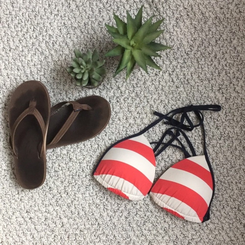 Striped padded bikini top